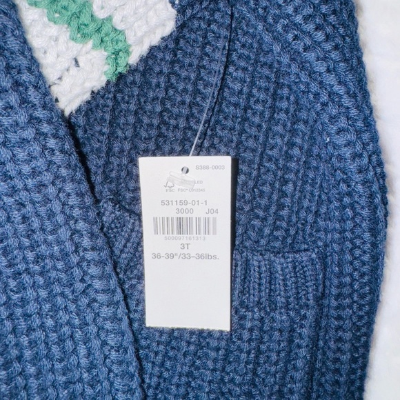 Old Navy Blue Knit Cardigan with Stripes - Picture 3 of 5